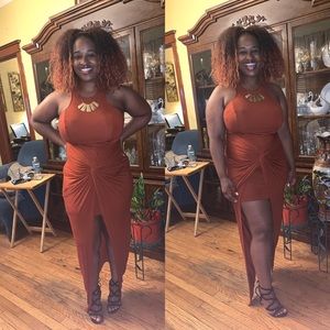 Akira large burnt orange high/low dress